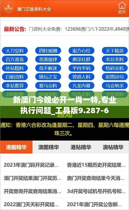 新澳门今晚必开一肖一特,专业执行问题_工具版9.287-6